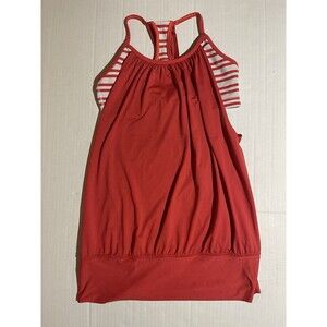 Lululemon No Limits  Deauville Stripe Pipe Dream Red Yoga Tank Top Built In Bra